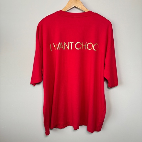 Jimmy Choo ‘I Want Choo’ red T shirt size XL
New without tags - Picture 1 of 8